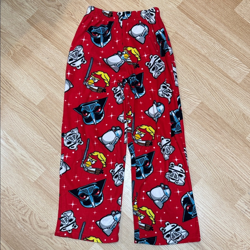 Star Wars Angry Birds Boys 10 12 Fleece Pajama Pants Red Cozy Sleepwear